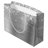 Glittery zilver gepersonaliseerde gelukkige verjaa groot cadeauzakje (Achterkant Gekanteld)