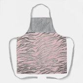 Glittery zilveren zebra print op roze gepersonalis schort (Voorkant)