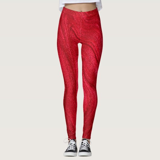 GLITTRIG RODE LEGGINGS (Voorkant)