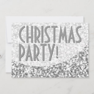 Glitz "Argent" courbe "Fête de Noël" invitation