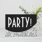 Glitz "Argent" courbe noire "Parti" invitation (Debout devant)