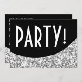 Glitz "Argent" courbe noire "Parti" invitation (Devant / Derrière)