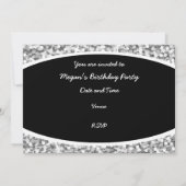 Glitz "Argent" "Fête !" invitation noire ovale (Dos)