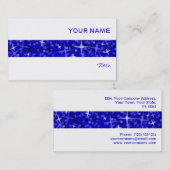 Glitz Bleu foncé Bande carte de visite blanc (Devant / Derrière)