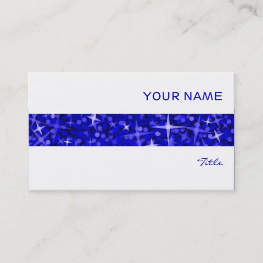 Glitz Bleu foncé Bande carte de visite blanc (Devant)