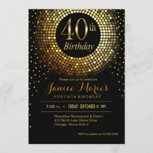 Glitz Bling Confetti 40ste verjaardag goudzwart Kaart