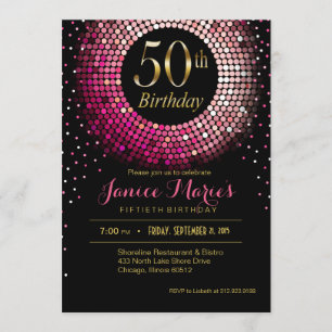 Glitz Bling Confetti 50th Birthday roze goud zwart Kaart