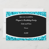 Glitz Blue 'Party' invitation noire ovale (Dos)