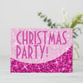 Glitz courbe rose invitation "fête de Noël" (Debout devant)