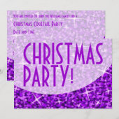 Glitz Courbe violette invitation "fête de Noël" (Devant / Derrière)