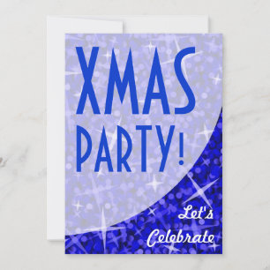Glitz Dark Blue courbe "Fête de Noël !" invitation