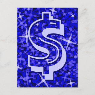 Glitz Dark Blue dollar '$' briefkaart