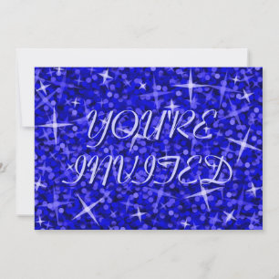 Glitz Dark Blue 'You're Uitnodigde' blauwe tekst Kaart