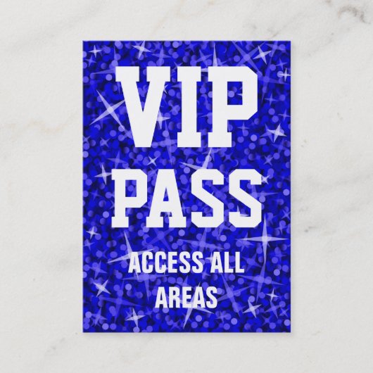 Glitz Donkerblauw 'VIP PASS' visitekaartje mollig (Voorkant)