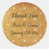 Glitz en glam gouden glitter bruiloft ronde sticker (Voorkant)