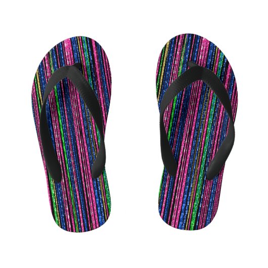Glitz en Glam Sparkly Stripes Kinder Teenslippers (Voetbed)