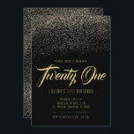 Glitz et Glam 21st Birthday Invitations<br><div class="desc">parties scintillant glamour noir et faux or 21e anniversaire Invitations. Noir ces invitations classiques présente des accents de parties scintillant brillants et dorés. C'est une invitation étincelante est un excellent choix pour un 21e anniversaire brillant! D'autres articles de fête et décorations sont disponibles sur Metro-Event.com et Metro-Events sur Zazzle.</div>