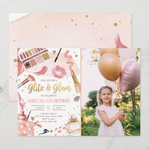 Glitz Glam Glamor Party Spa Girl Makeup Birthday Kaart