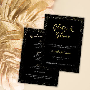 Glitz & Glam Golden Glitter Bachelorette Weekend Kaart