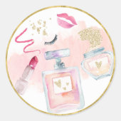 Glitz & Glam Pink Gold Spa Birthday Ronde Sticker (Voorkant)