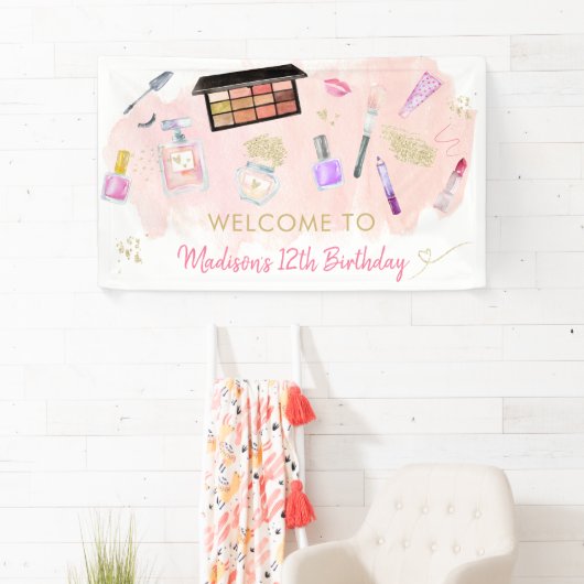 Glitz & Glam Pink Gold Spa Birthday Spandoek (Insitu)