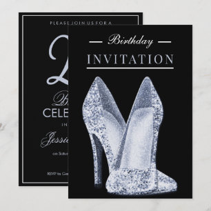 Glitz & Glamour Blauw 25ste Verjaardag Kaart