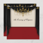 Glitz Glamour Zwart Stropdas Uitnodigingen (Voorkant / Achterkant)