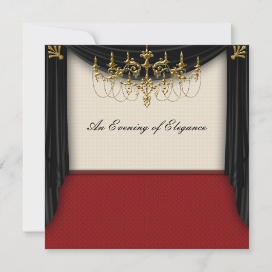 Glitz Glamour Zwart Stropdas Uitnodigingen (Voorkant)