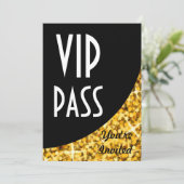 "Glitz Gold" invitation "VIP Pass" courbe noire (Debout devant)