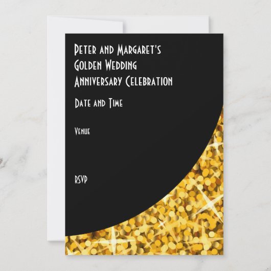 "Glitz Gold" invitation "VIP Pass" courbe noire (Dos)