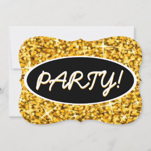 Glitz 'Gold' 'Party!' zwarte ovalen steun Kaart