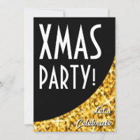 Glitz "Gold" zwarte kromme Xmas Partij! Uitnodigin
