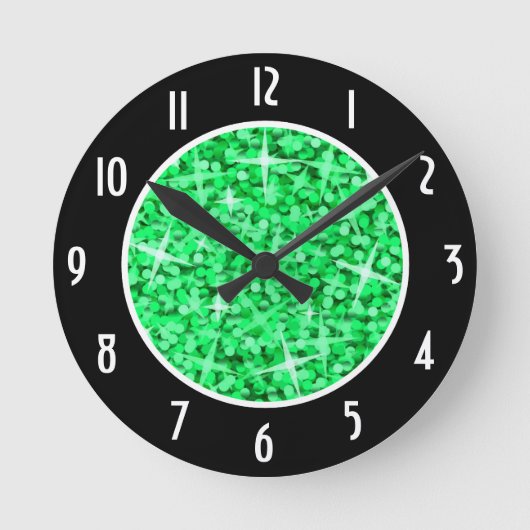 Glitz Green Black 'Numbers' klok rond (Voorkant)