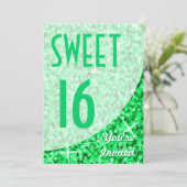 Glitz Green courbe "Sweet 16" invitation (Debout devant)