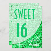 Glitz Green courbe "Sweet 16" invitation (Devant / Derrière)