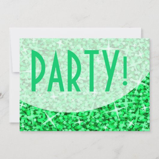 Glitz Green curve 'Party'-uitnodiging Kaart (Voorkant)