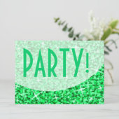 Glitz Green curve 'Party'-uitnodiging Kaart (Staand voorkant)