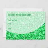 Glitz Green curve 'Party'-uitnodiging Kaart (Achterkant)