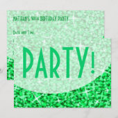 Glitz Green curve 'Party'-uitnodiging Kaart (Voorkant / Achterkant)