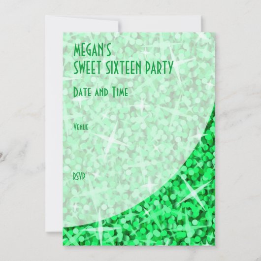 Glitz Green curve "Sweet 16"-uitnodiging Kaart (Achterkant)