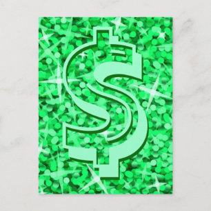 Glitz Green dollar '$' briefkaart