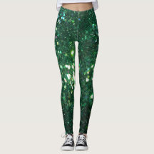Glitz Green Glitter print Leggings