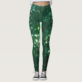 Glitz Green Glitter print Leggings