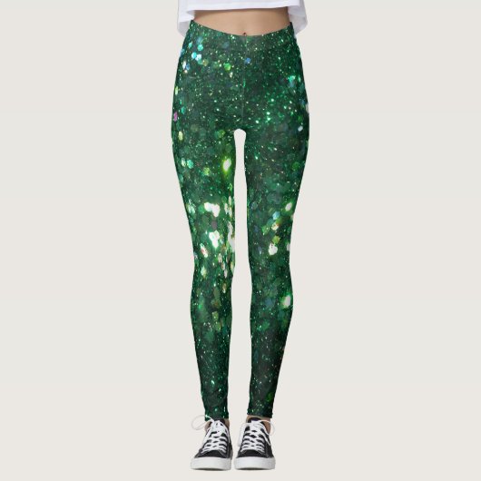 Glitz Green Glitter print Leggings (Voorkant)