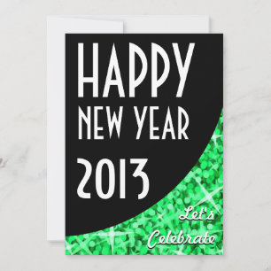 Glitz Green noir courbe Bonne invitation Nouvel An