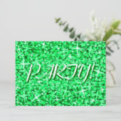 Glitz Green 'Party !' invitation St Patrick's Day (Debout devant)