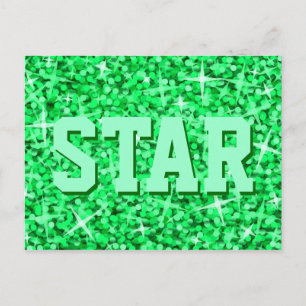 Glitz Green "STAR"-briefkaart Briefkaart
