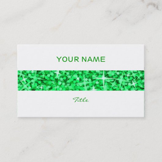 Glitz Green stripe visitekaartje white back (Voorkant)