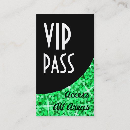 Glitz Green 'VIP Pass' Black Curve visitekaartje (Voorkant)