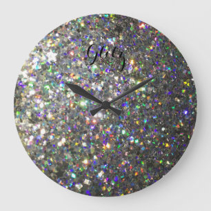 Glitz Hologram Glitter Wall Clock! Grote Klok